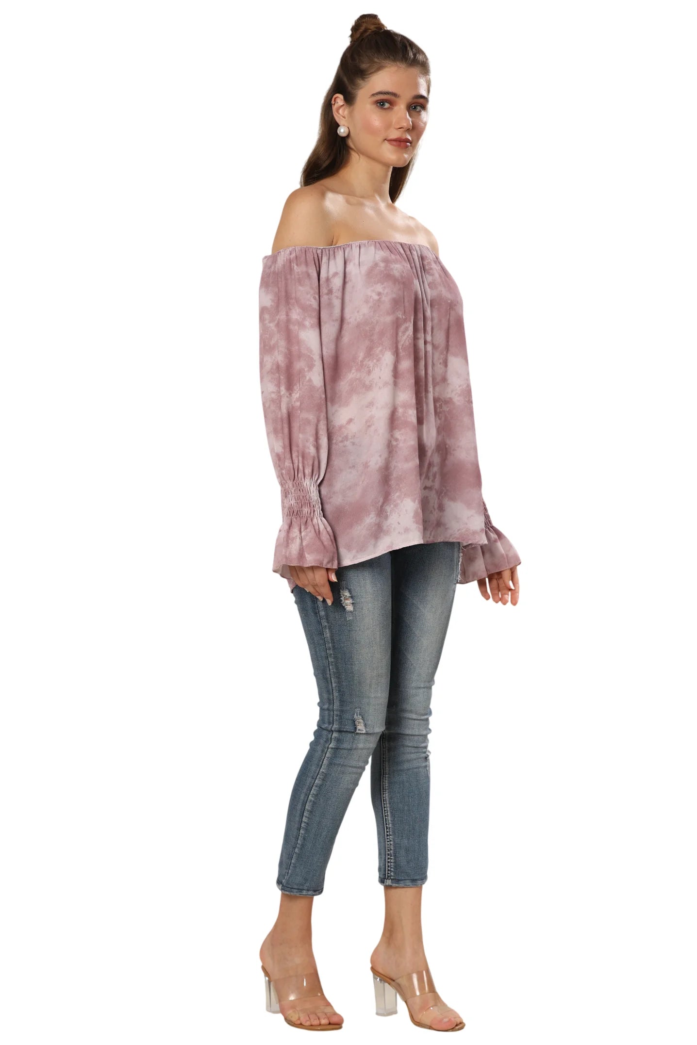 Bateau Bloom Decorative Ruffle Glam Top