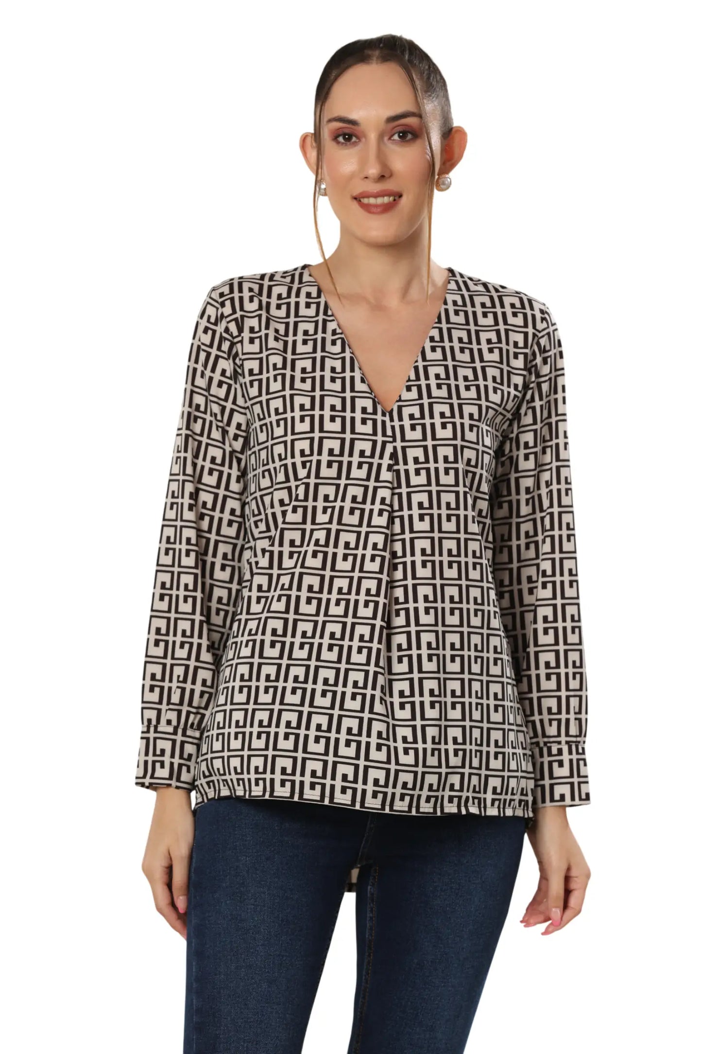 Beige Elegance Silhouette Top