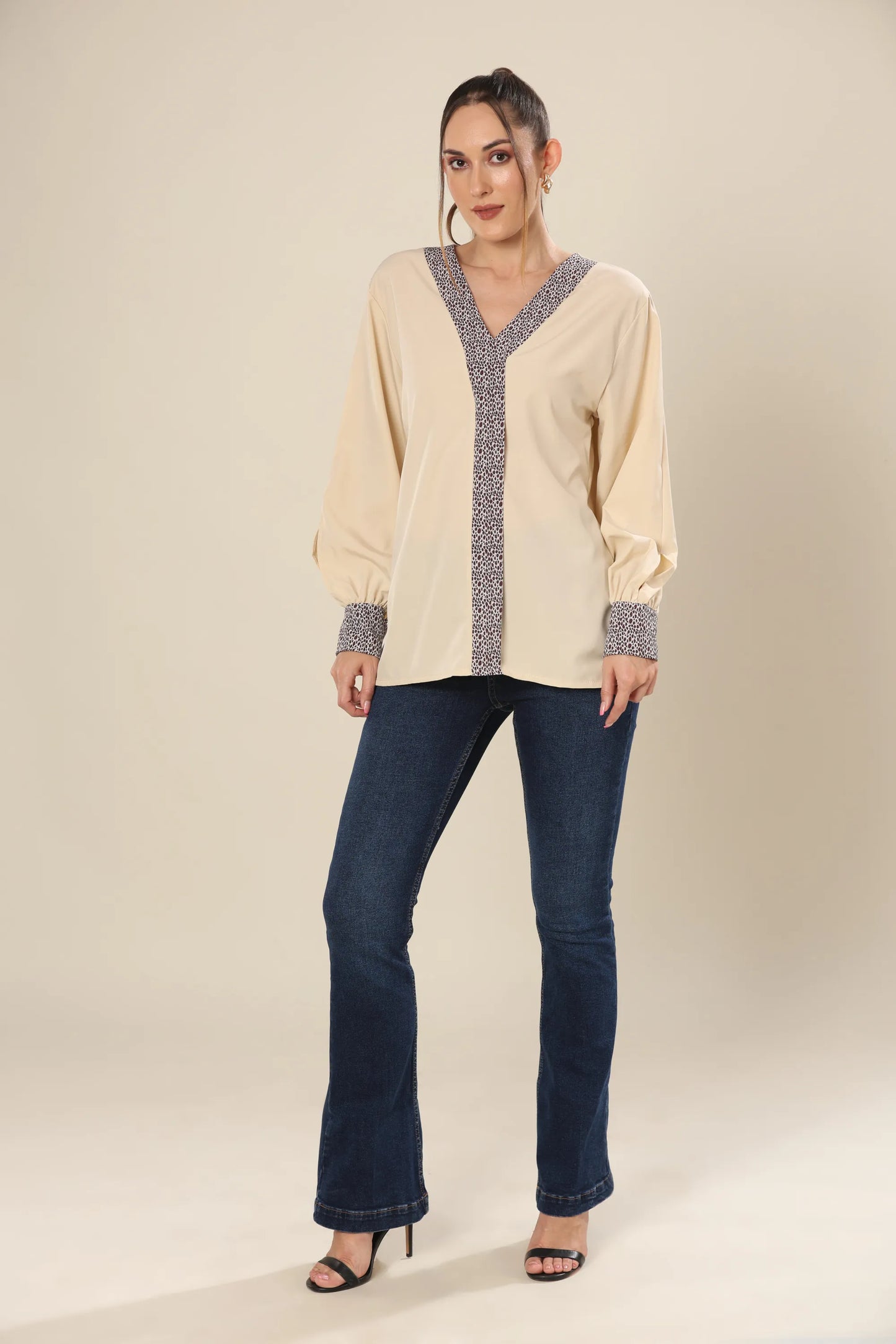 Beige Wilderness Leopard Elegance Top