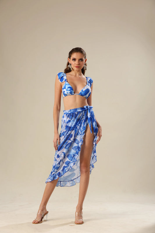 Blue Lagoon Blossom Bikini Set