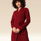 Bordeaux Bliss Wrap & Pleats Elegance Dress
