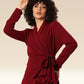 Bordeaux Bliss Wrap & Pleats Elegance Dress