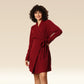 Bordeaux Bliss Wrap & Pleats Elegance Dress