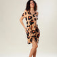 Bronze Leopard Twist Rib Dress