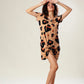 Bronze Leopard Twist Rib Dress