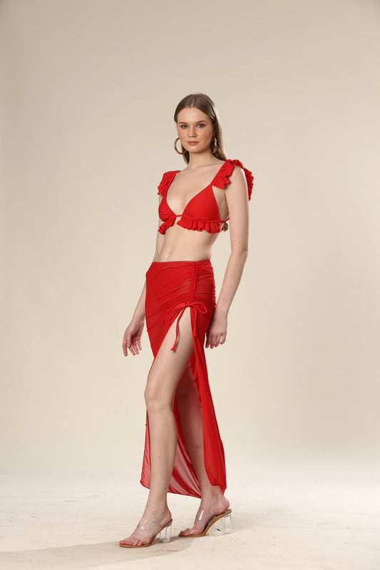 Cherry Crested Bikini Trio Set