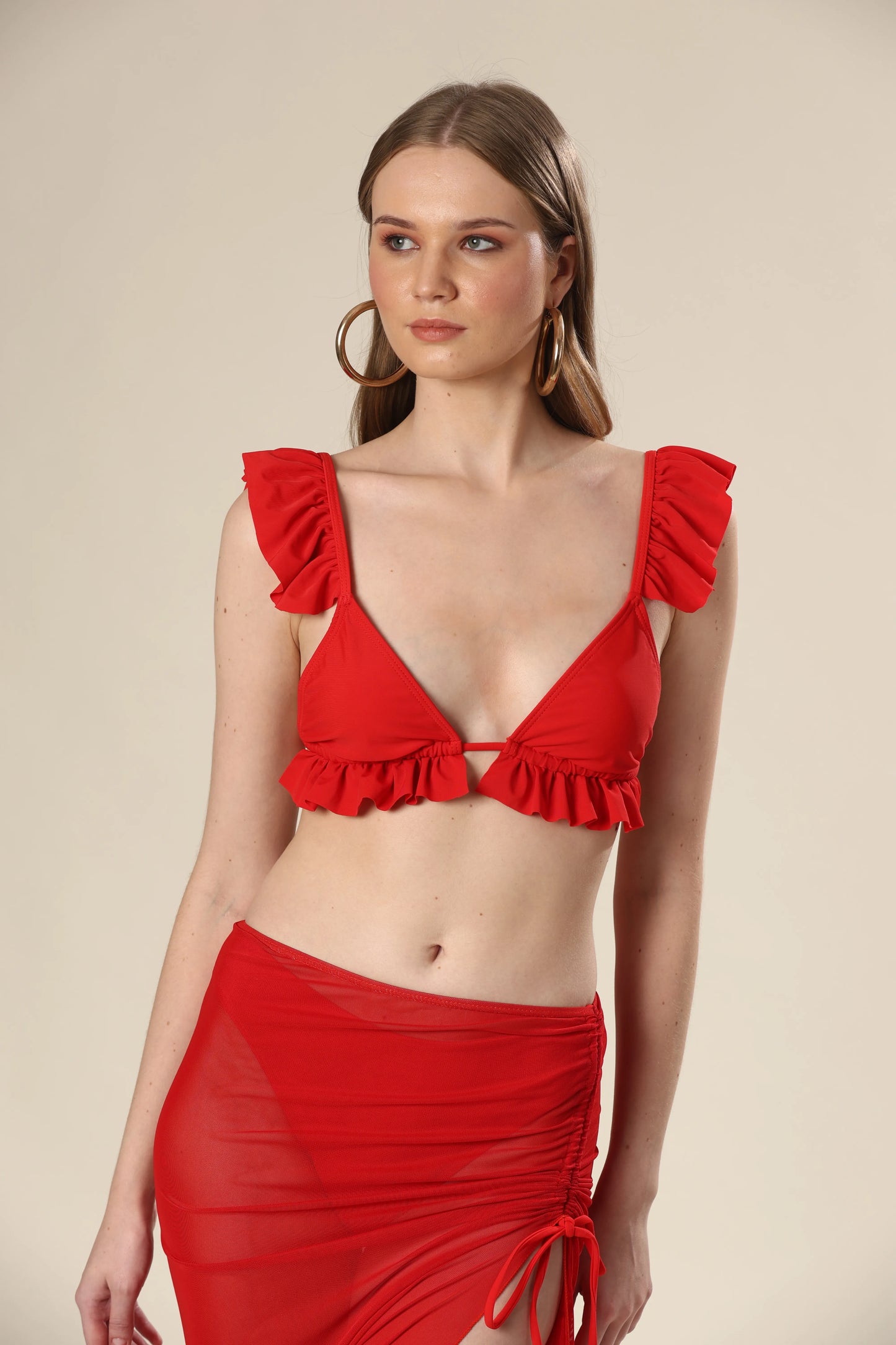 Cherry Crested Bikini Trio Set