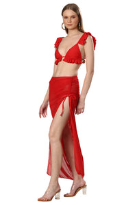 Cherry Crested Bikini trio Set