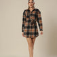 Chic Checkered Chest Shirt Dress