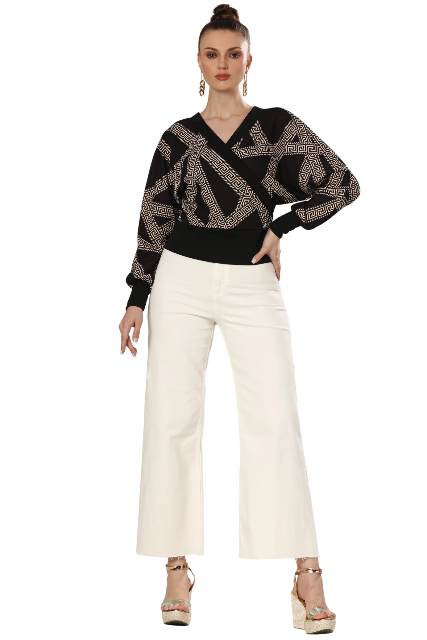 Chick Black Geometry Charm Top