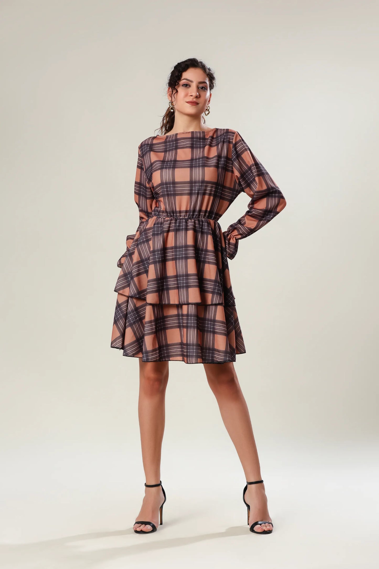 Cocoa Charm Checked Dress
