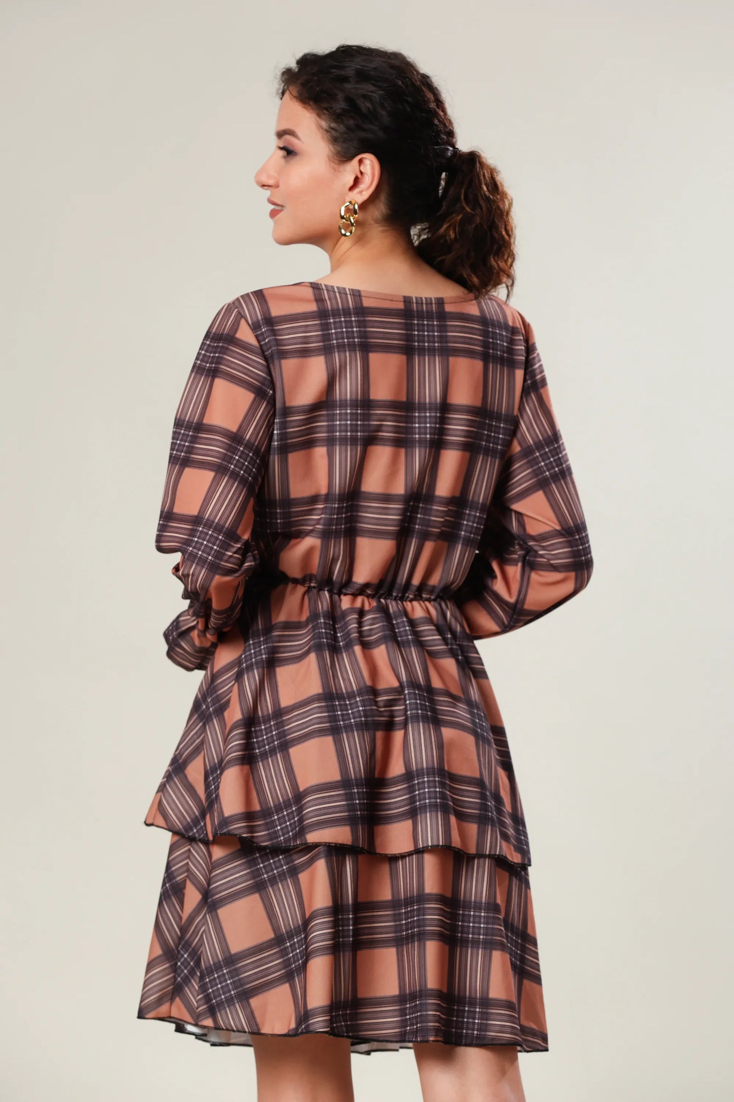 Cocoa Charm Checked Dress