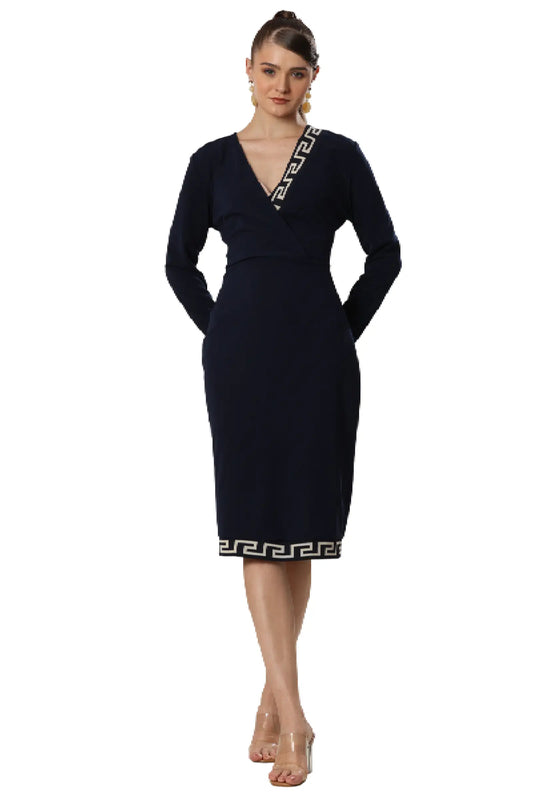 Deep Blue Geometry Elegance Dress