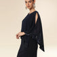 Deep Blue Sequin Cascade Dress