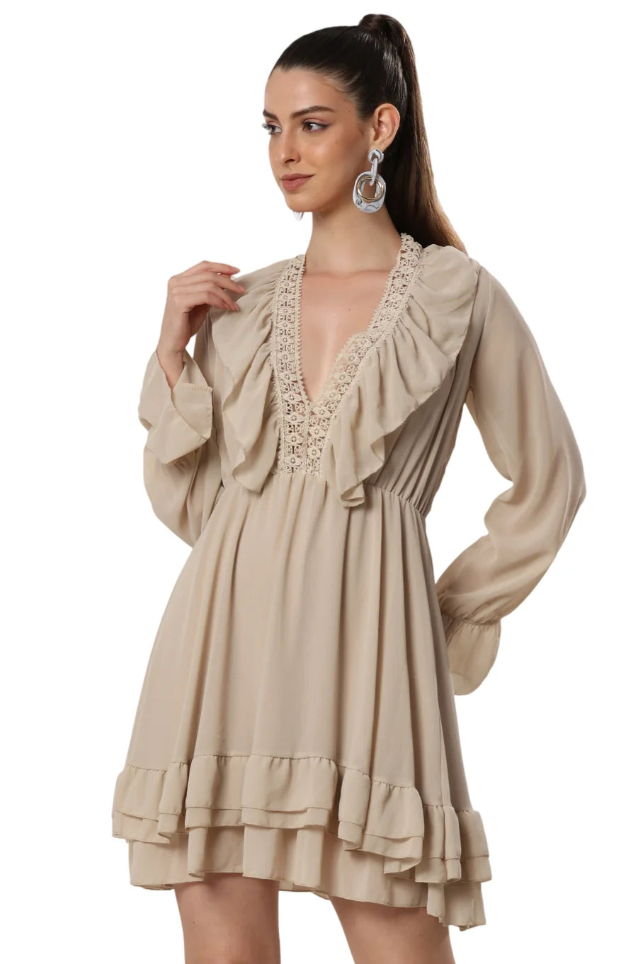 Ethereal Elegance Lace Cascade Dress