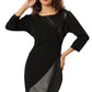 Faux Leather Flair In Black Dress
