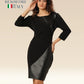 Faux Leather Flair In Black Dress