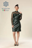 Faux Leather Temptation Tulle Fitted Charm Dress
