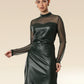 Faux Leather Temptation Tulle Fitted Charm Dress