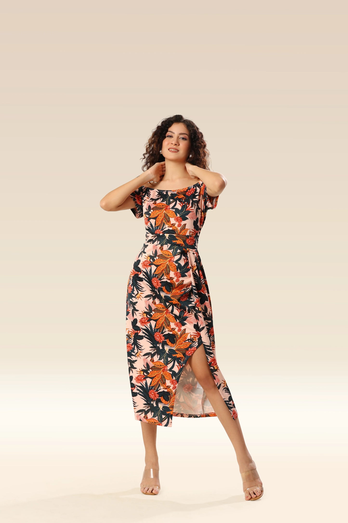 Garden Glam Slit Bodycon Ensemble Dress