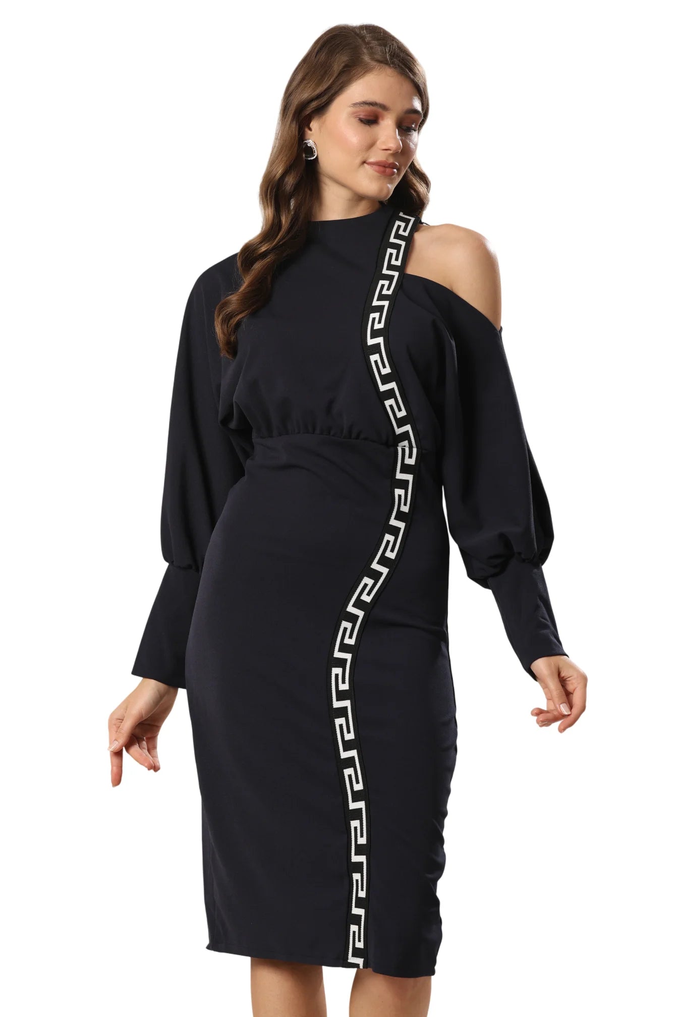 Geometric Gala Off-Shoulder Stunner Dress