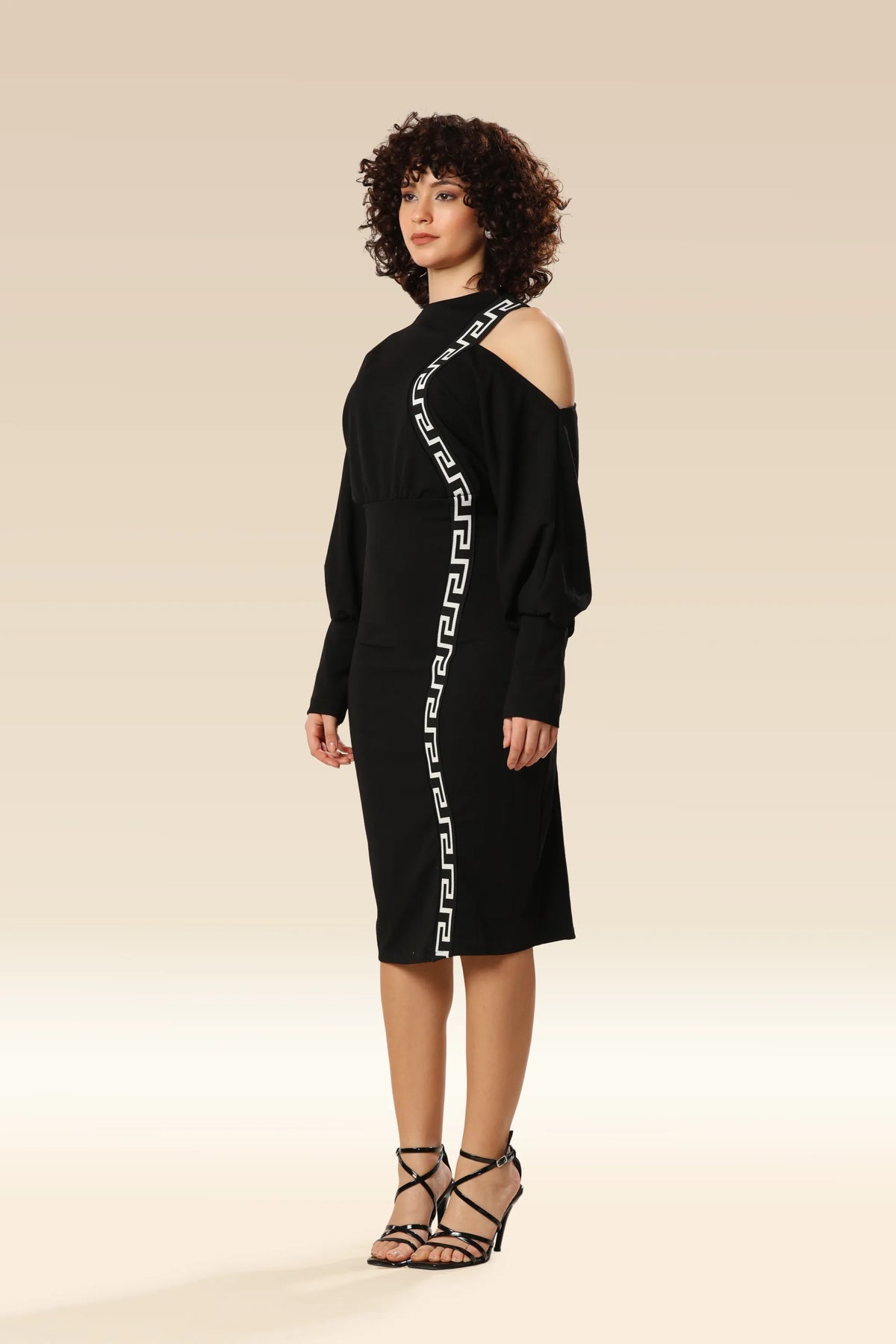 Geometric Gala Off-Shoulder Stunner Dress
