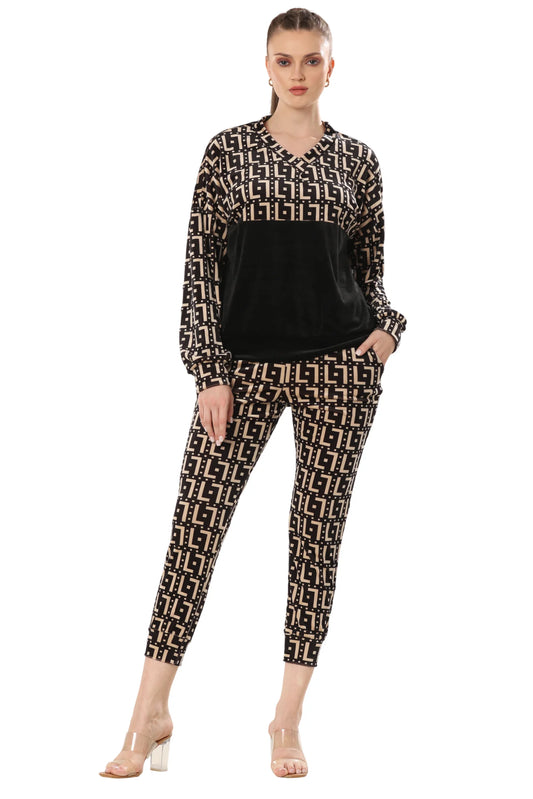 Luxe Velvet Geometric Ensemble Co-ord Set