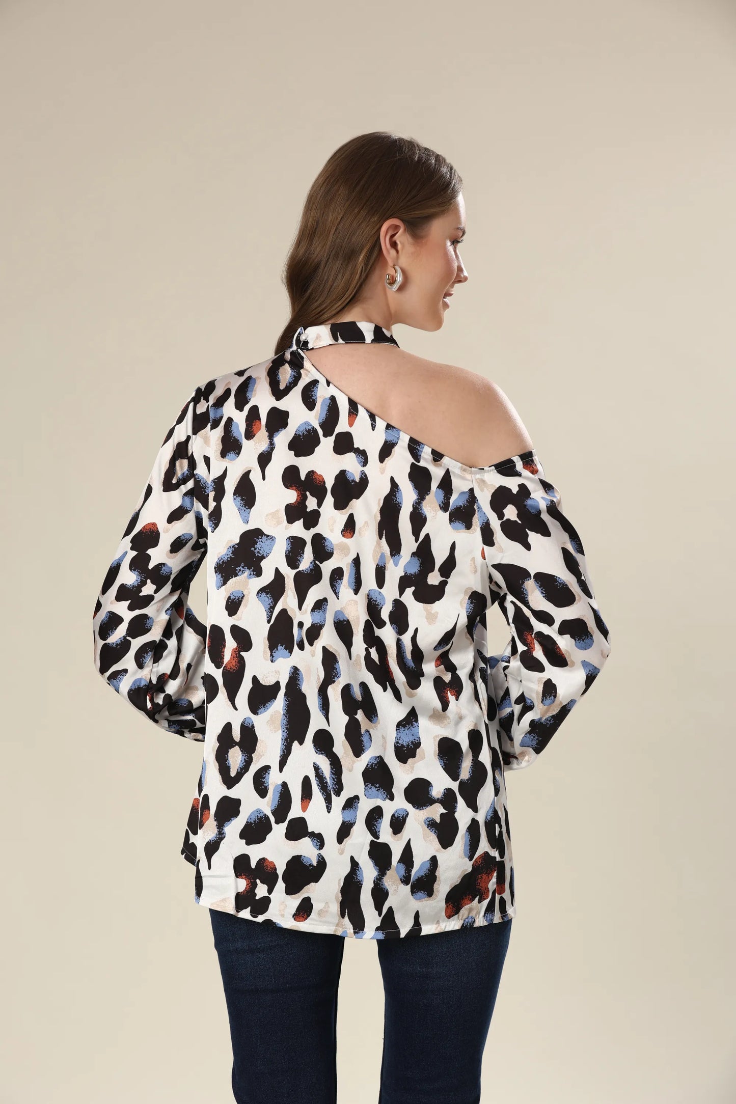 Marbled Majesty Asymmetric Leopard Charm Top