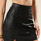 Midnight Slit Faux Leather Ensemble Skirt