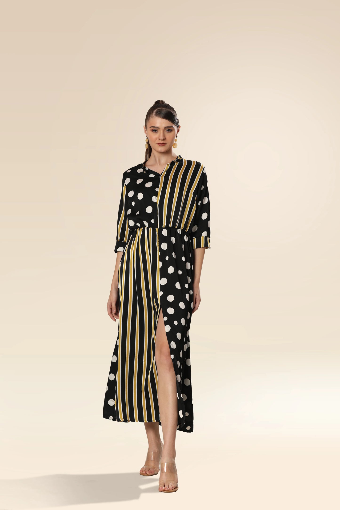 Mingle & Dazzle Brown Polka Symphony Dress