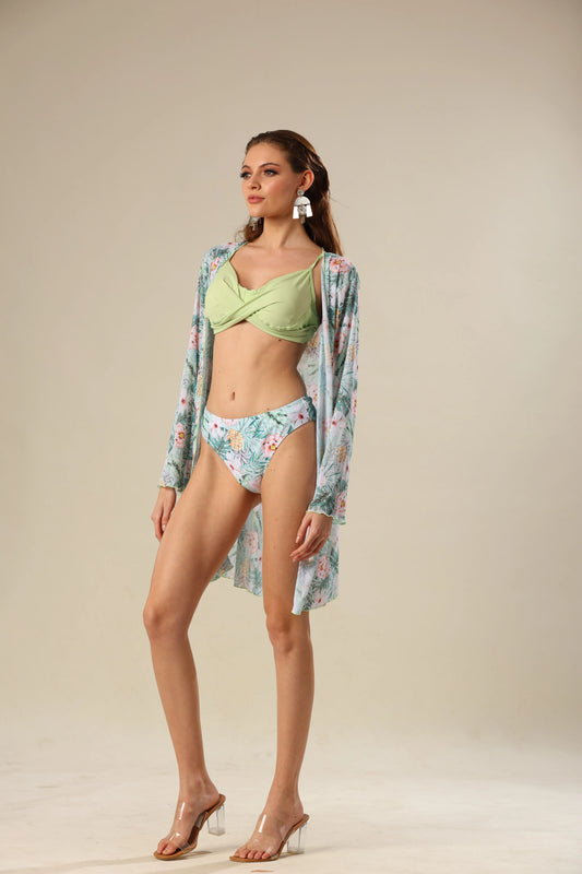 Minty petal Paradise Bikini Set