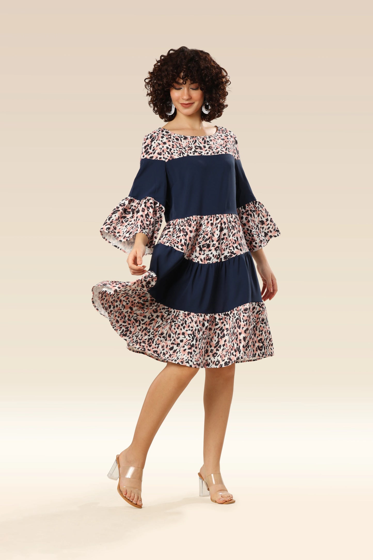 Navy Wildcat Belted Charm Dress