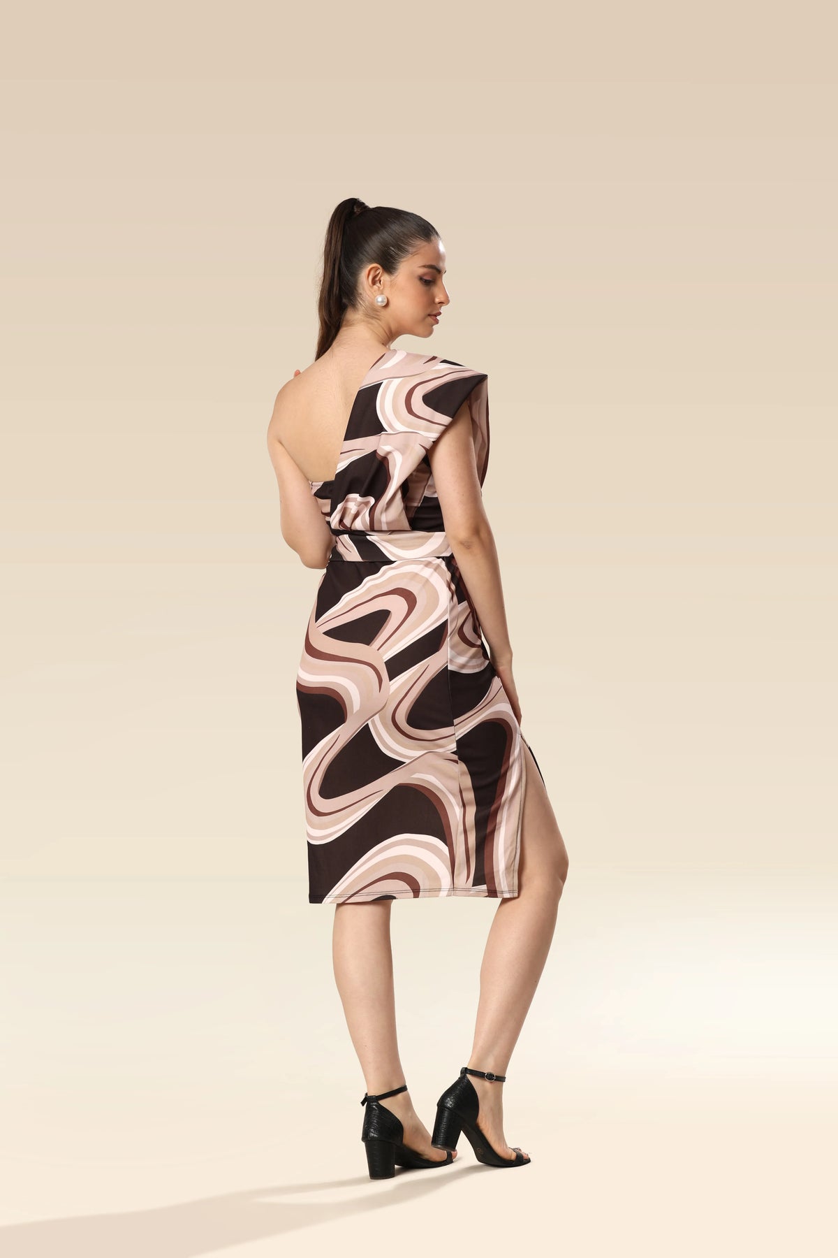 Neutral Chic Slit Ensemble Dress