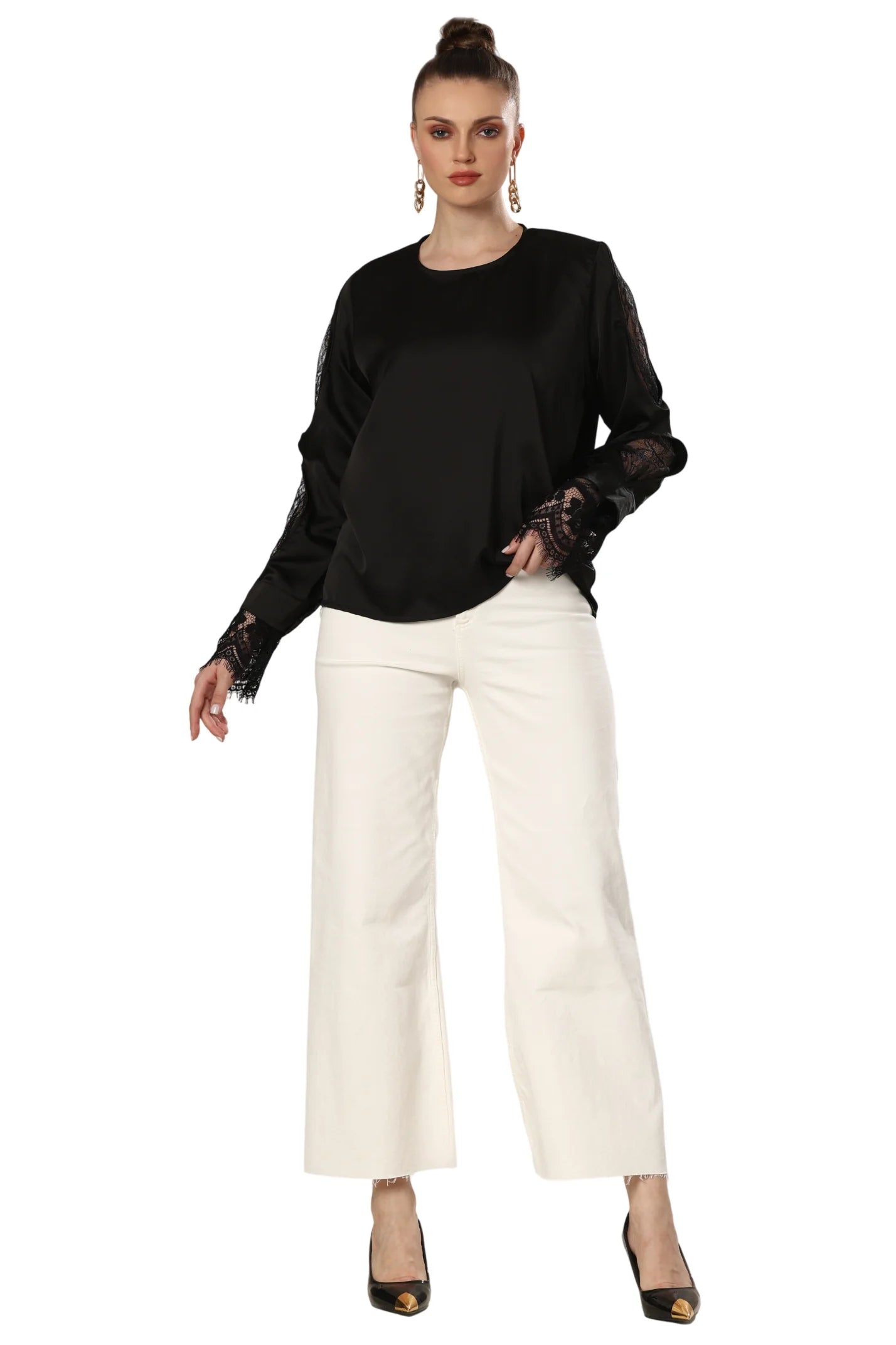 Noir Lace Long Sleeve Elegance Top