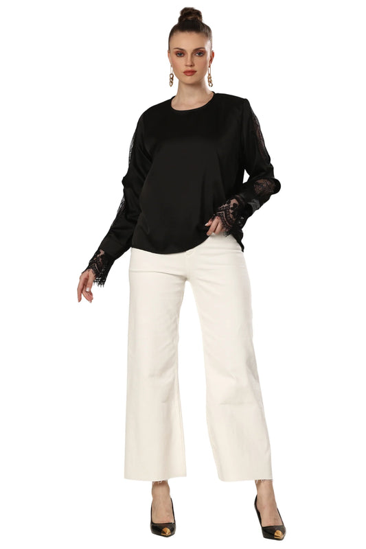 Noir Lace Long Sleeve Elegance Top
