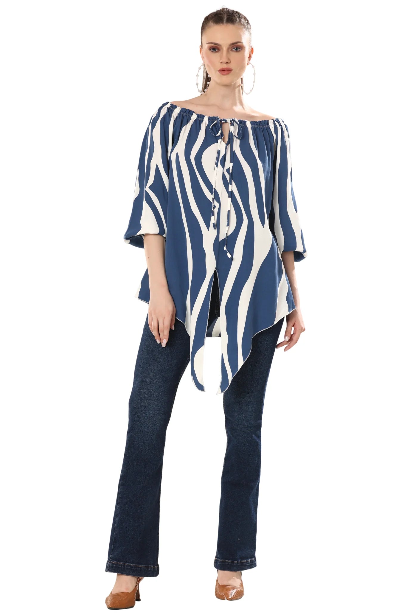 Ocean Waves Tie Ensemble Top