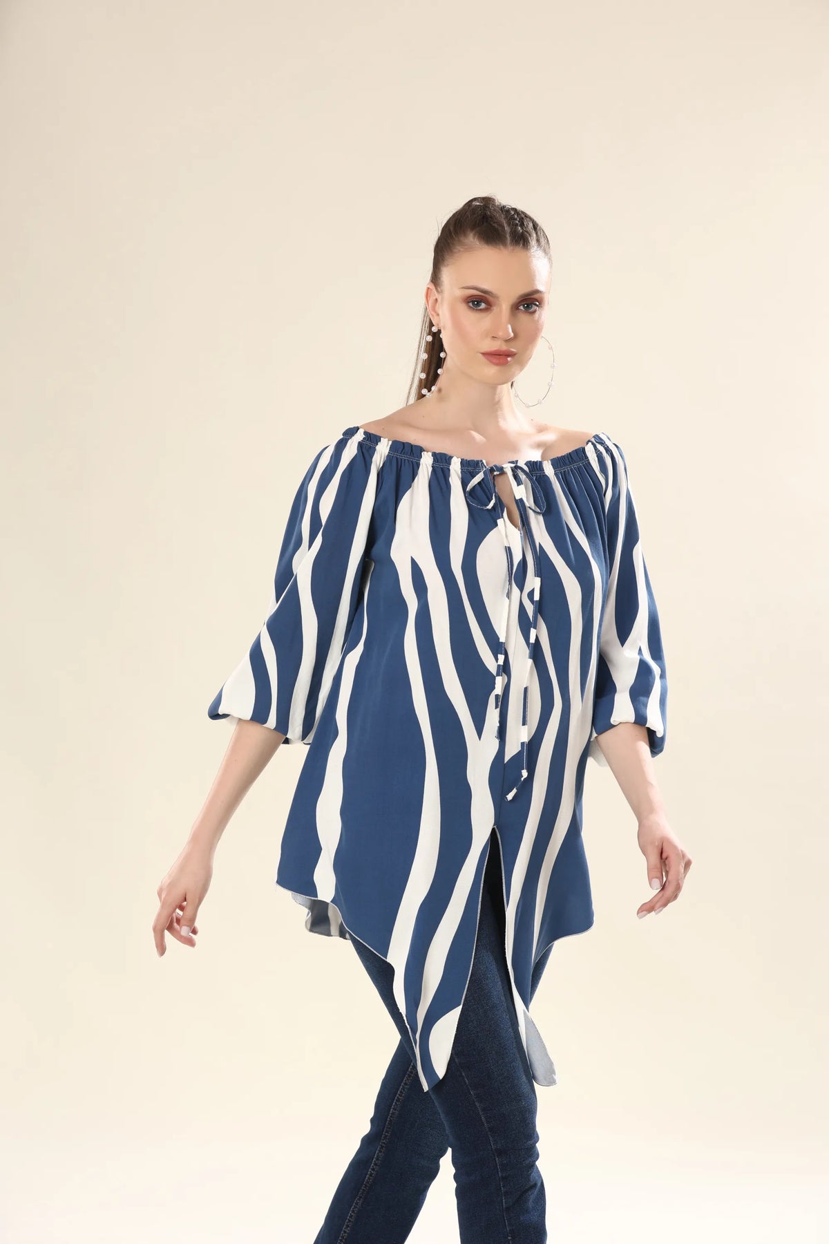 Ocean Waves Tie Ensemble Top