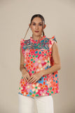 Pink Petunia Boho Clinic Top