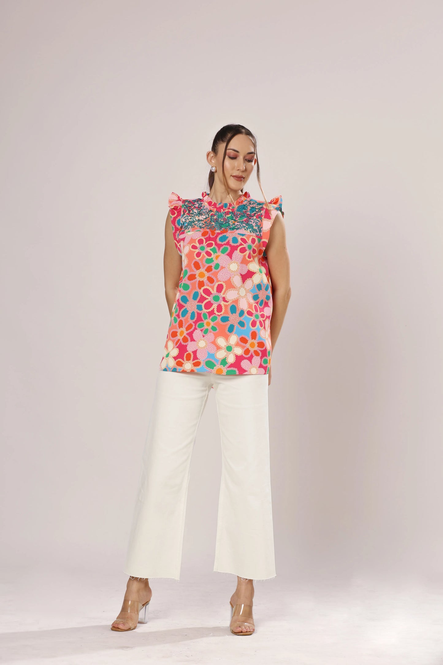 Pink Petunia Boho Clinic Top