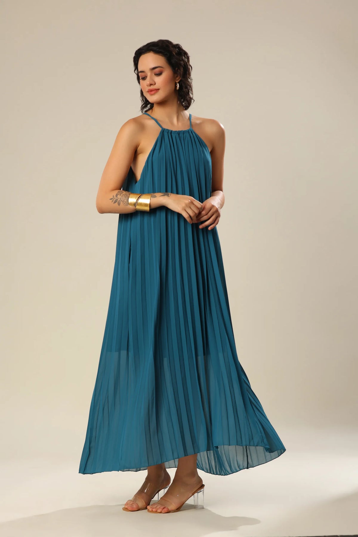 Pleats In Paradise Sleeveless Elegance Dress