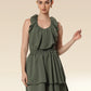 Plunging Olive Glamour Dress