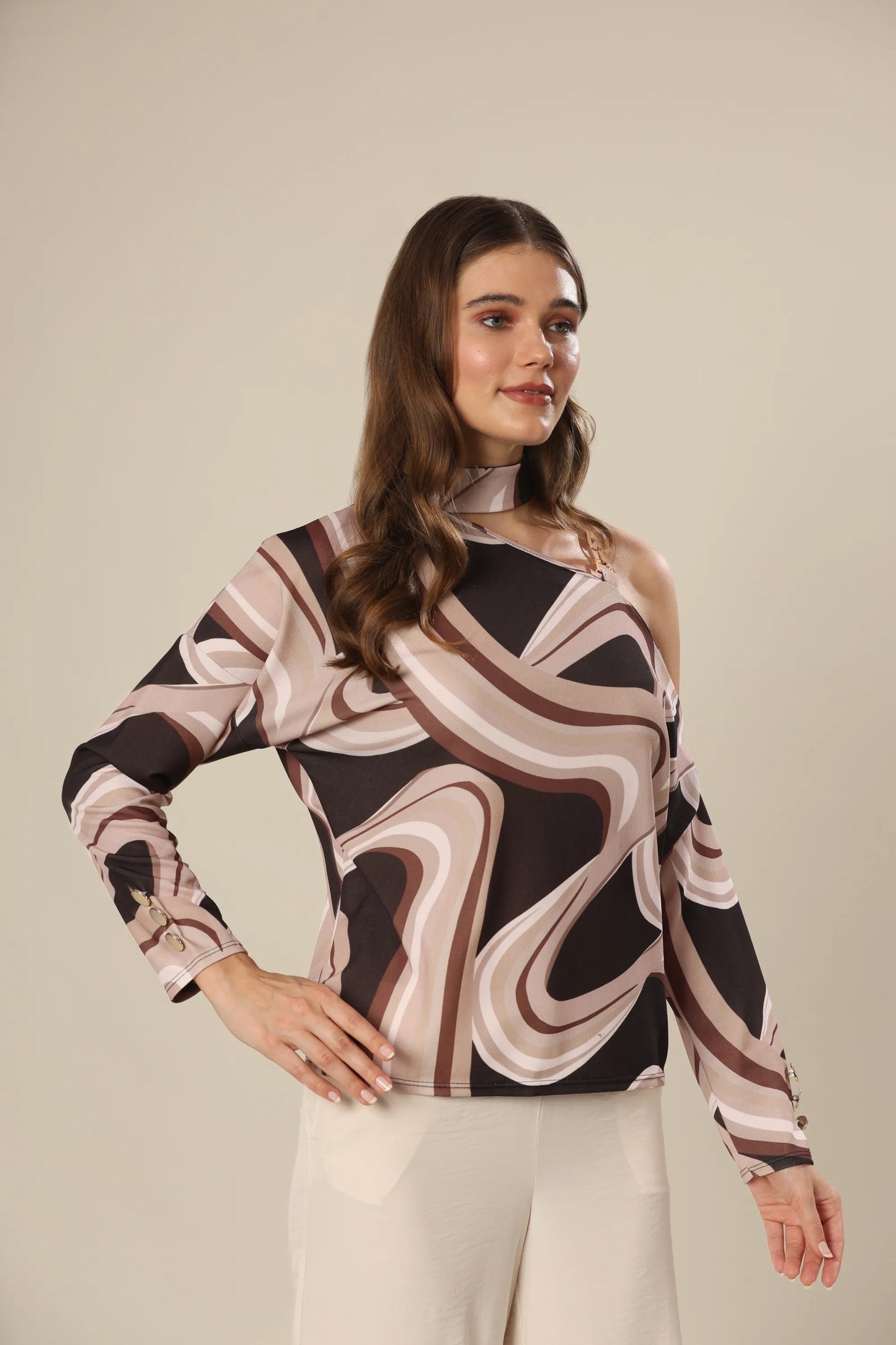 Print Sculpt Metallic Accent Top