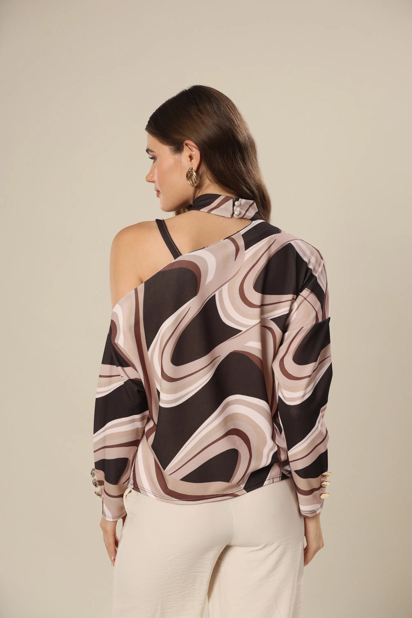 Print Sculpt Metallic Accent Top