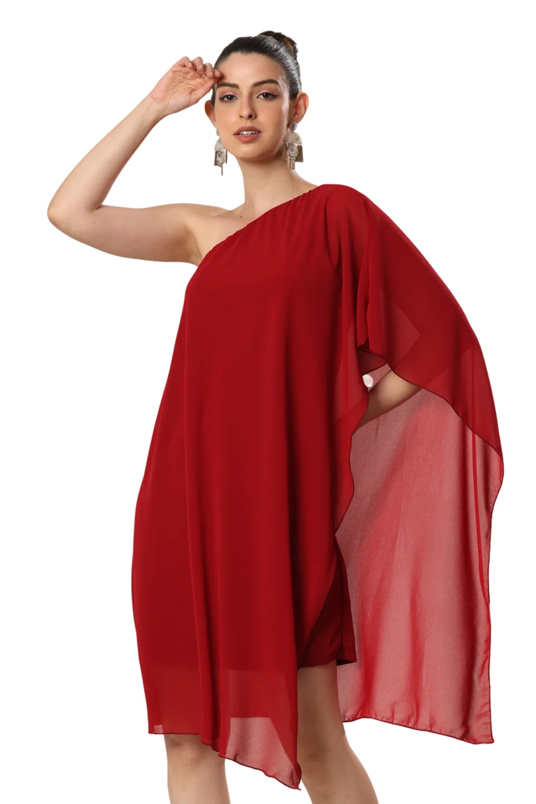 Red Rhapsody One-Shoulder Stunner Dress