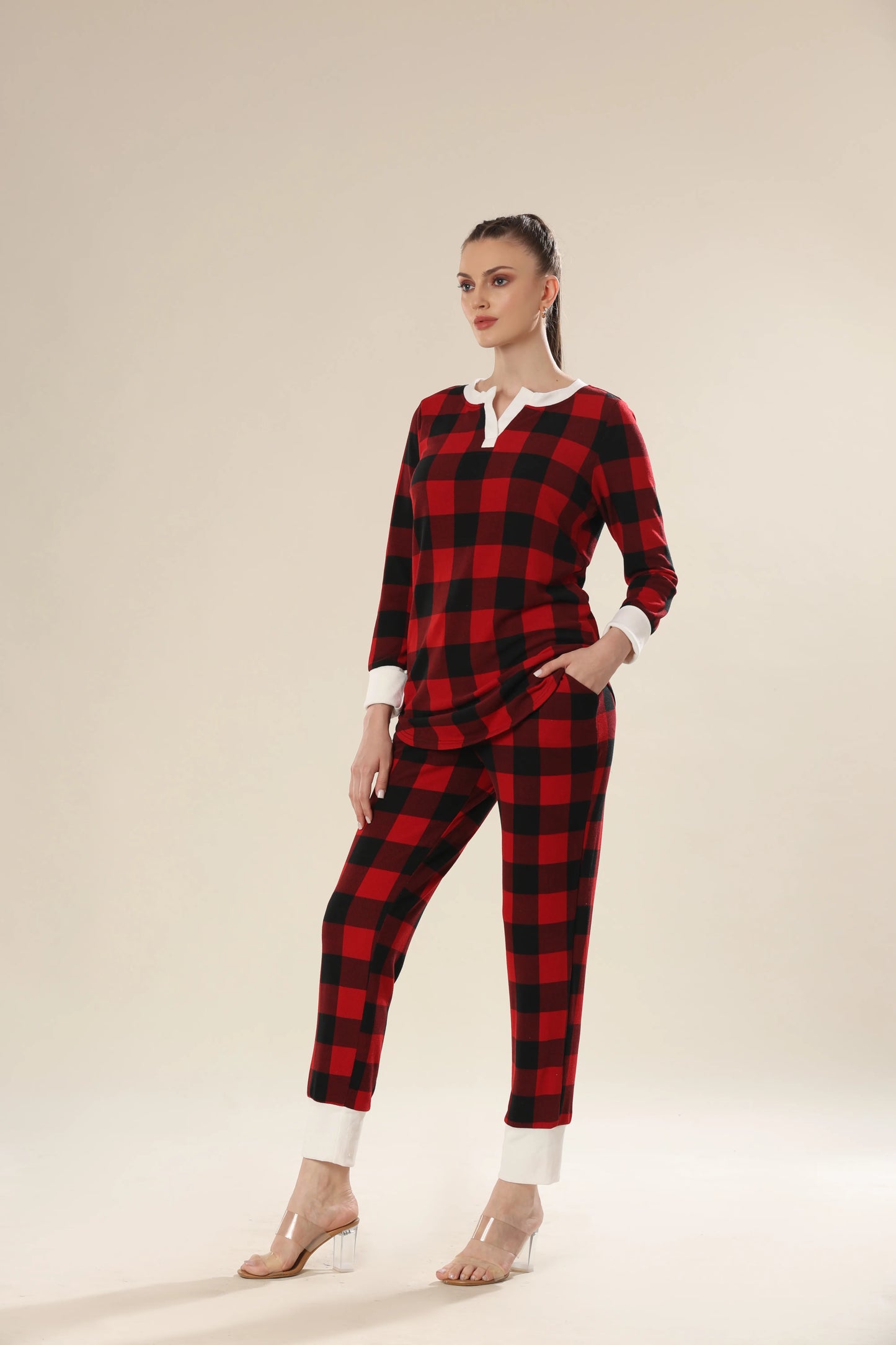 Red Blaze Checkered Comfort Night Wear