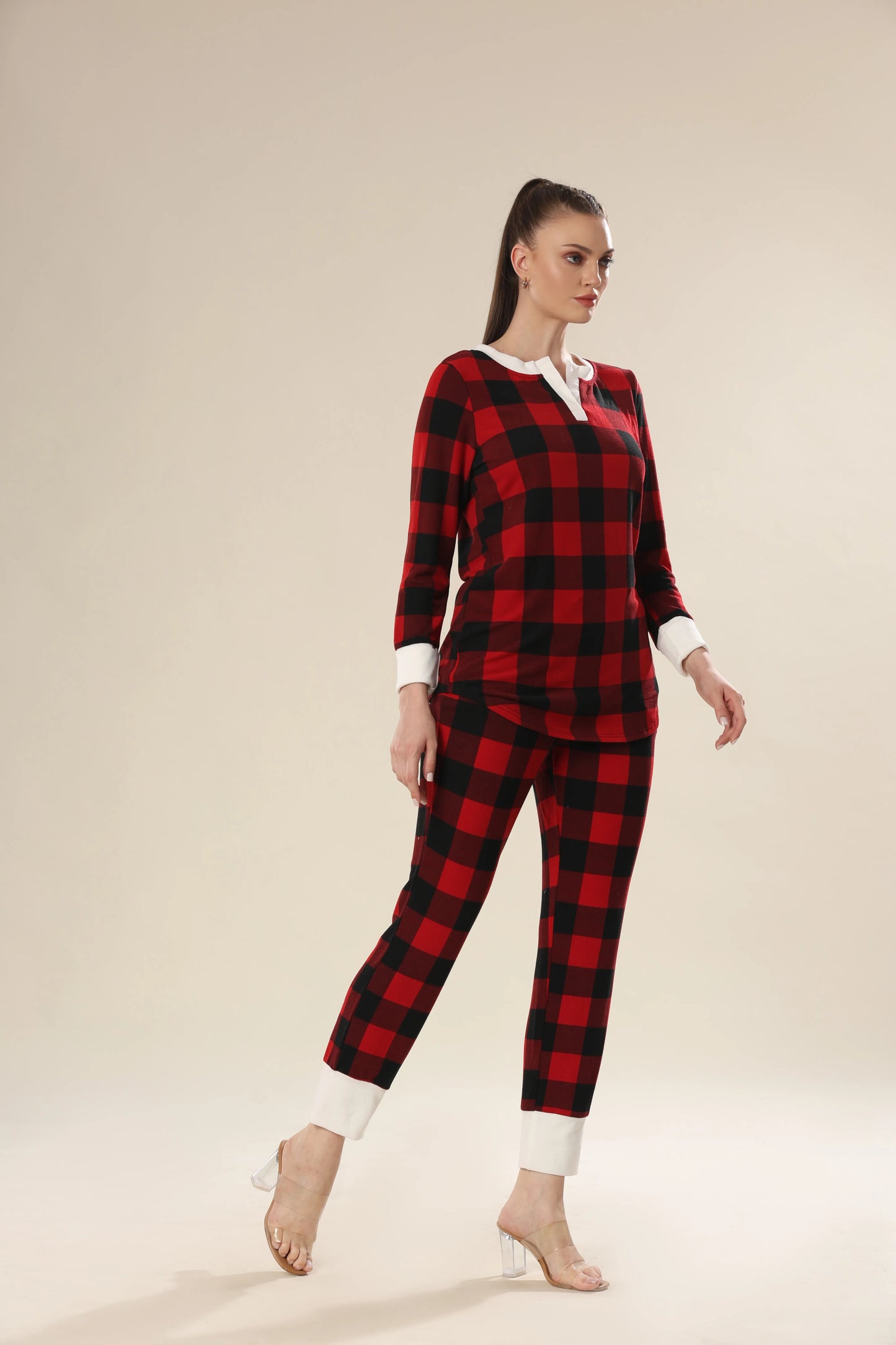 Red Blaze Checkered Comfort Night Wear