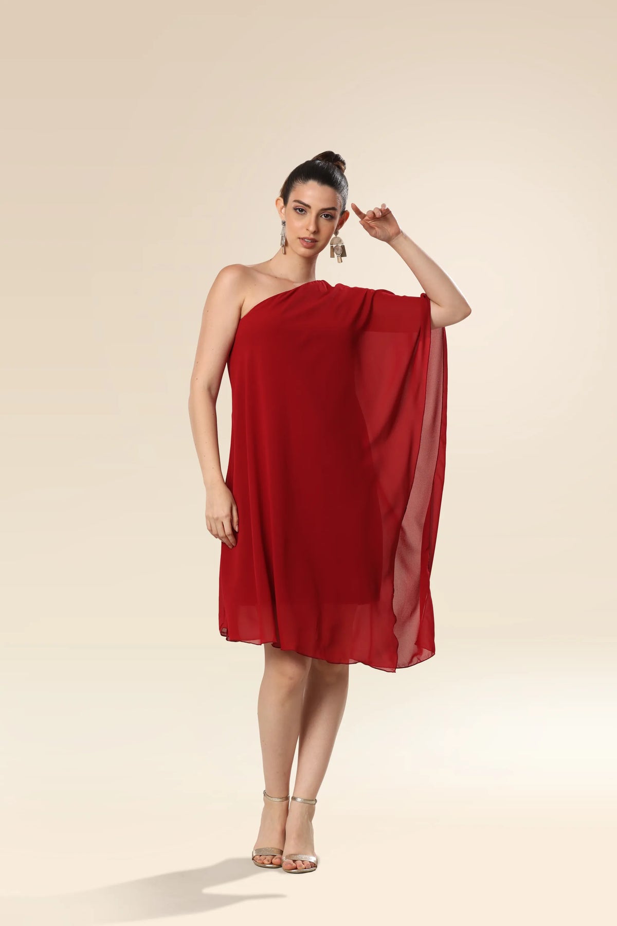 Red Rhapsody One-Shoulder Stunner Dress