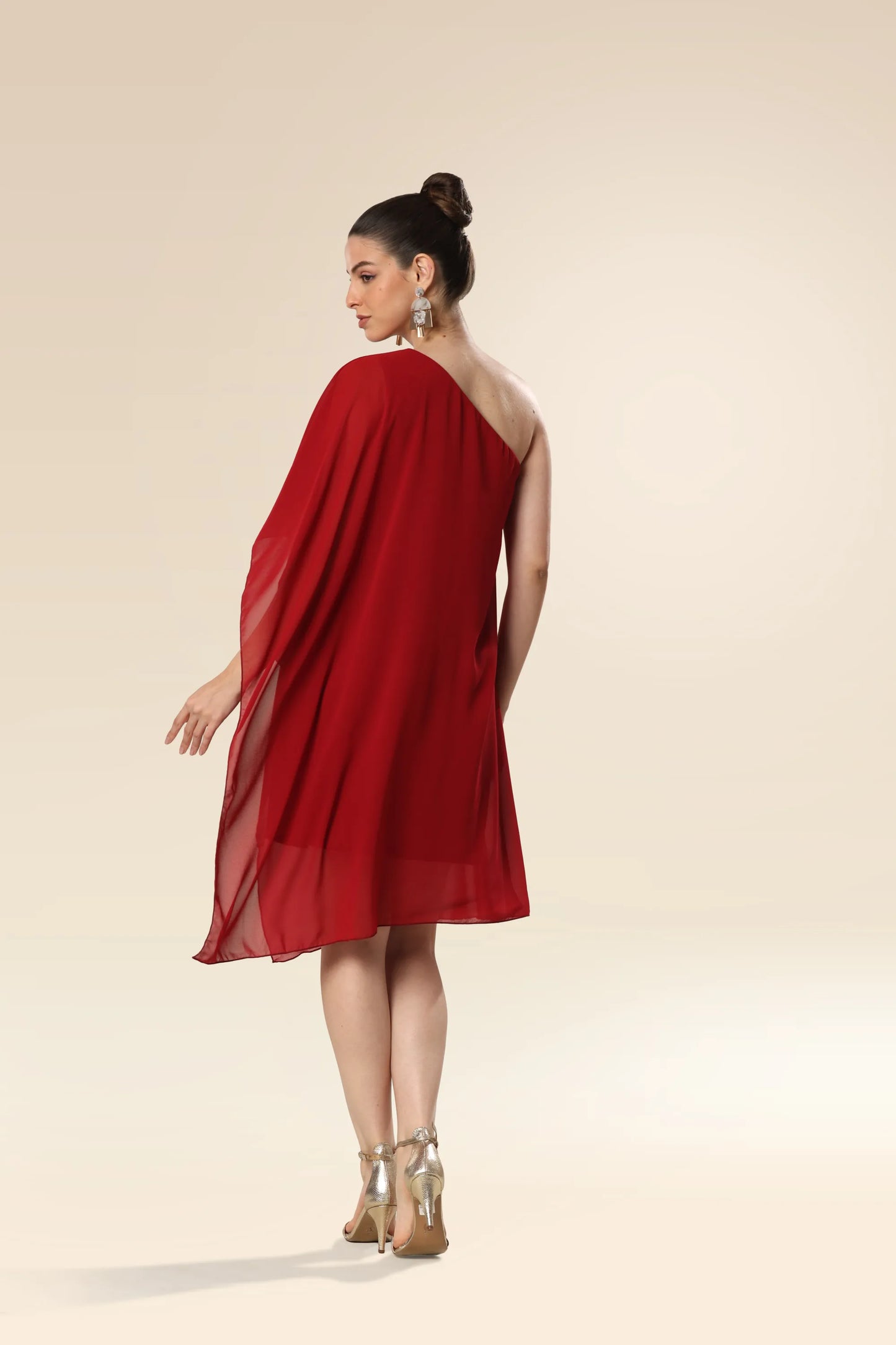 Red Rhapsody One-Shoulder Stunner Dress