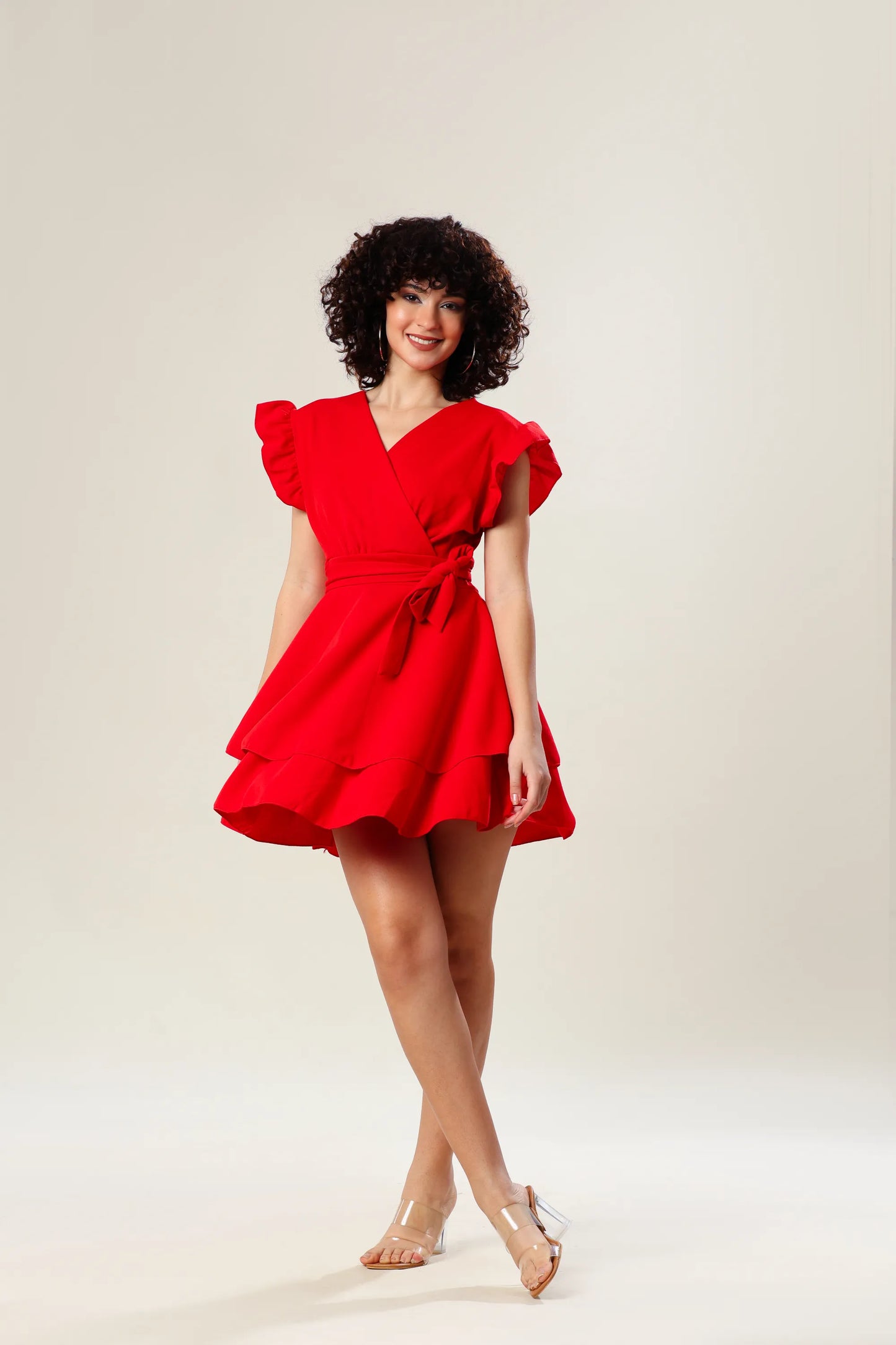 Red Ruffle Retreat Dress