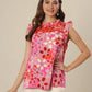 Roses In Bloom Ruffle Top
